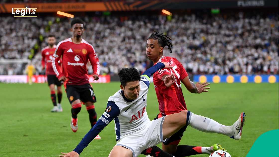 Son Heung-Min, Leny Yoro, Manchester United. Son Heung-Min, Leny Yoro, Manchester United.