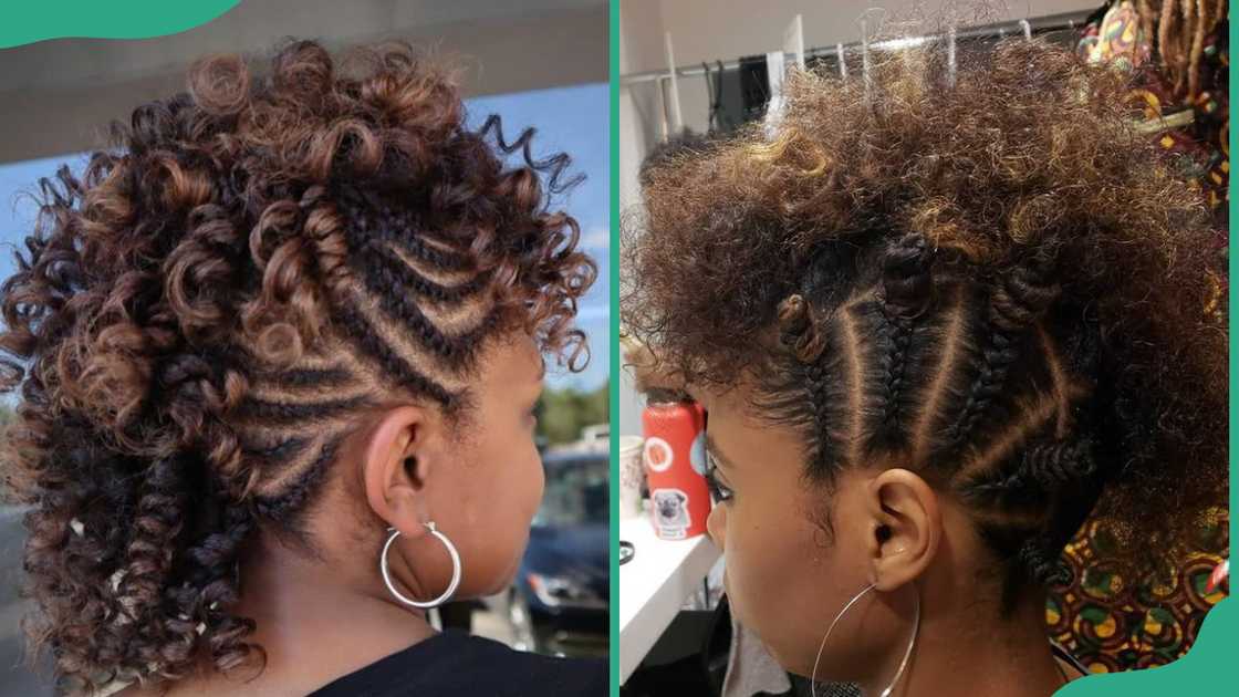 Faux hawk with lines on the side Faux hawk with lines on the side